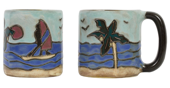 Mara Round Mug 16 oz Palm Trees/Surfers   510N3