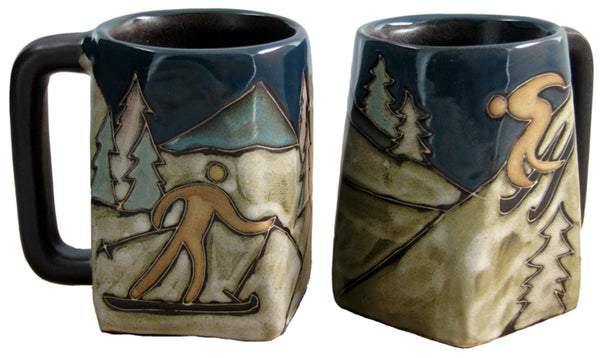 Mara Square Bottom Mug 12 oz - Skiers   511J3 Ships end of October