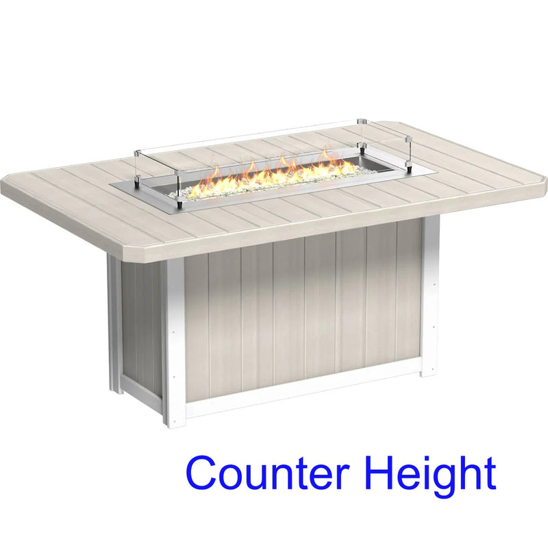 LuxCraft  -  Lumin Fire Pit - 79" Rectangular - Select Dining, Counter or Pub/Bar Height