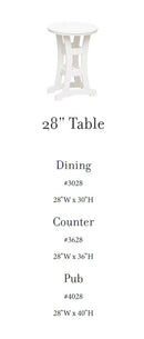 Casual Comfort Bayshore 28" Pub/Bar Table  CC-4028 - Round or Square