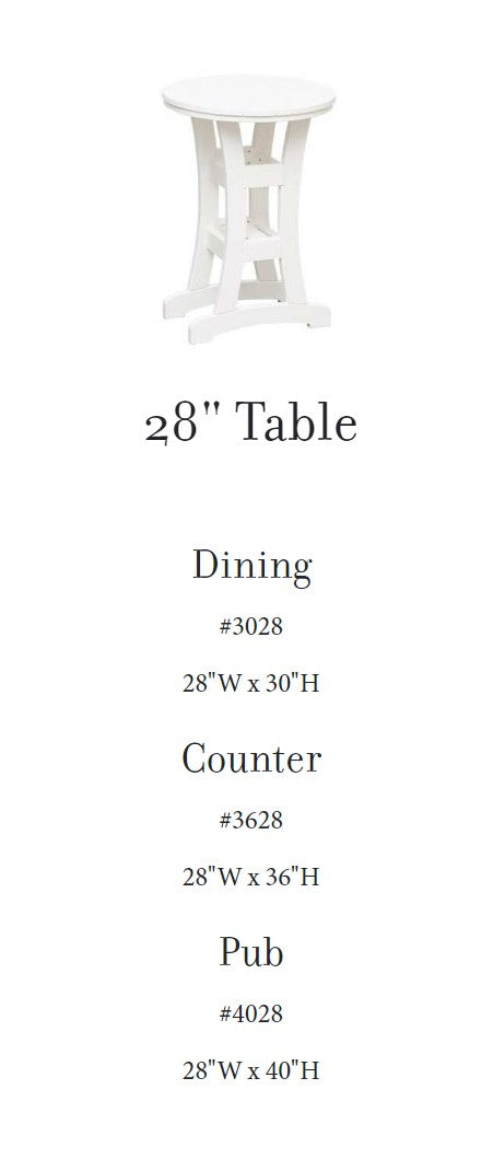 Casual Comfort Bayshore 28" Pub/Bar Table  CC-4028 - Round or Square