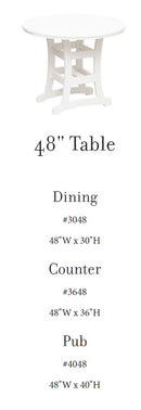 Bayshore Dining Table 48"   - CC-3048   Round or Square