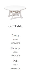 Casual Comfort Bayshore Pub/Bar 60" Round Table  CC-4060R